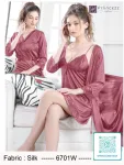 Premium Silk Nighty Set with Robe for Women