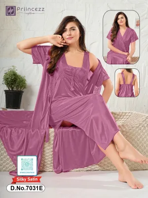 Silky Satin Nighty Set with Robe