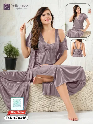 Silky Satin Nighty Set with Robe