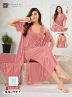Silky Satin Nighty Set with Robe
