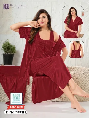 Silky Satin Nighty Set with Robe