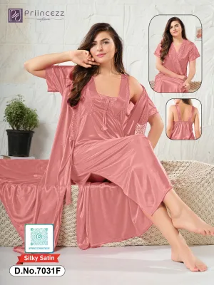 Silky Satin Nighty Set with Robe