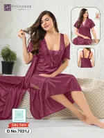 Silky Satin Nighty Set with Robe