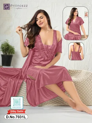 Silky Satin Nighty Set with Robe