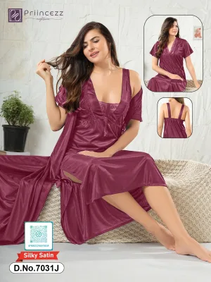 Silky Satin Nighty Set with Robe